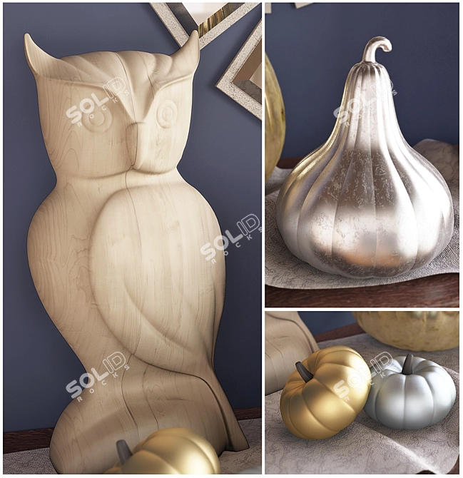 Charming Autumn Decor Set 3D model image 2