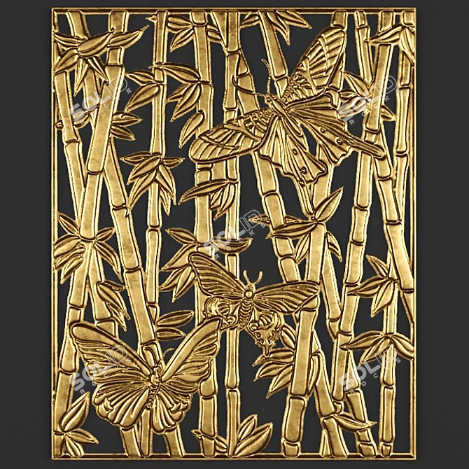 Bamboo Butterfly Bas-relief 3D model image 1