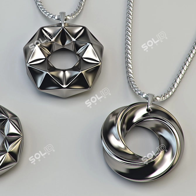 Shimmering Silver Pendants 3D model image 2