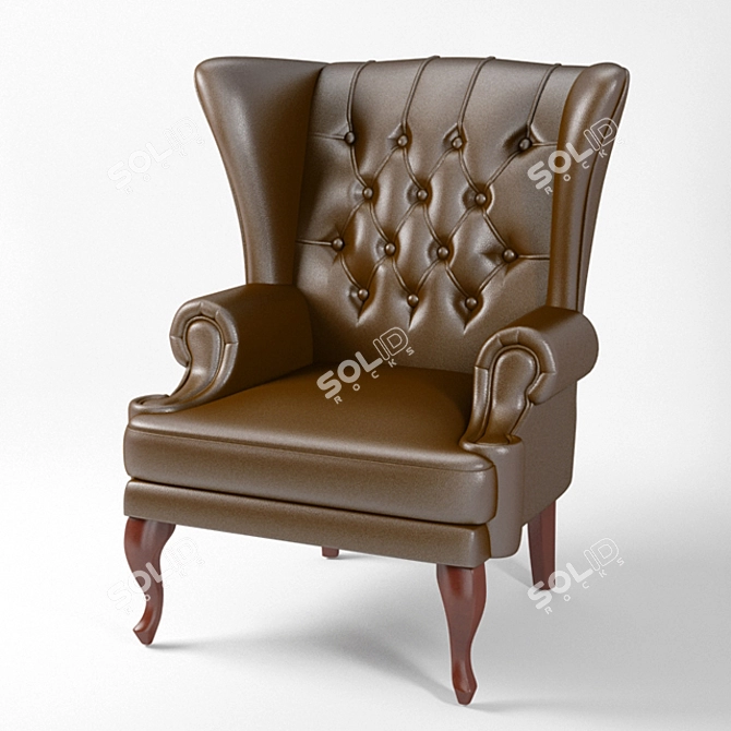 English Style Leather Armchair 3D model image 1