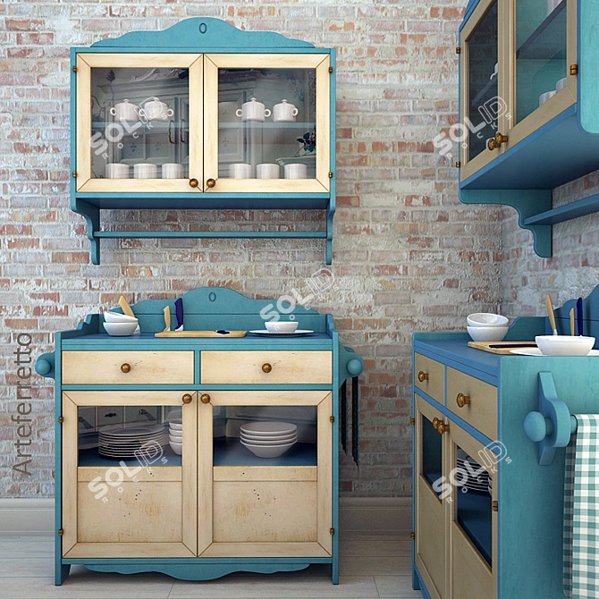 Elegant 2-Door Cabinet Set 3D model image 1