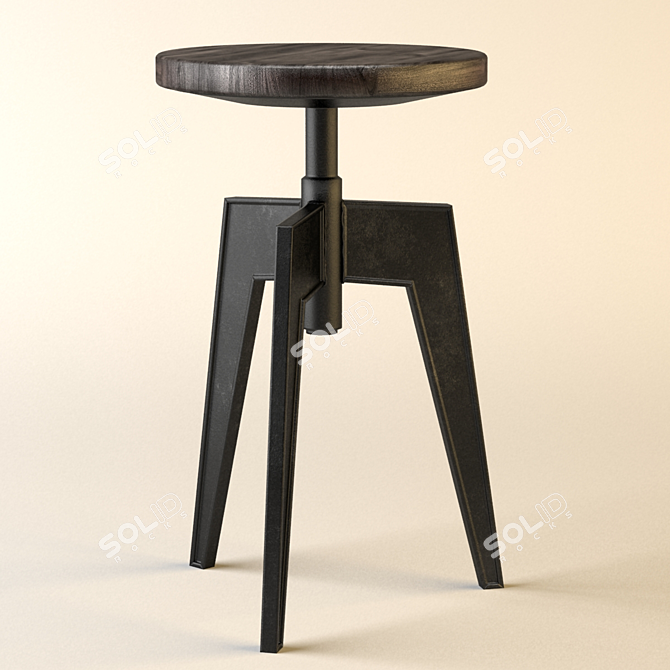 Sleek Contour Stool | Modern Design 3D model image 1