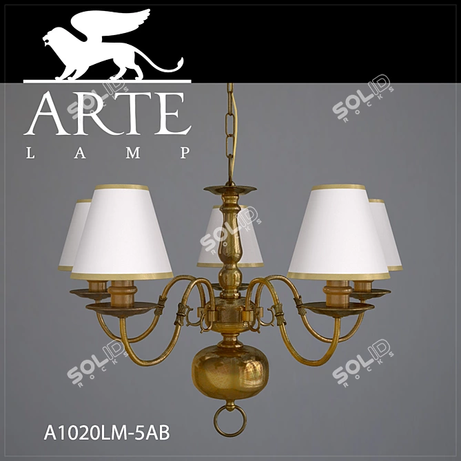 Elegant Amber Chandelier 3D model image 1