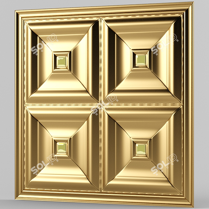 Golden 3D Wall Panel - Luxurious Design 3D model image 1