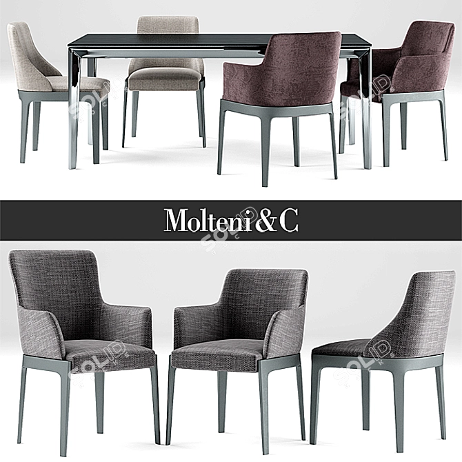 Chelsea Chair Set: Stylish Table & Chair 3D model image 1