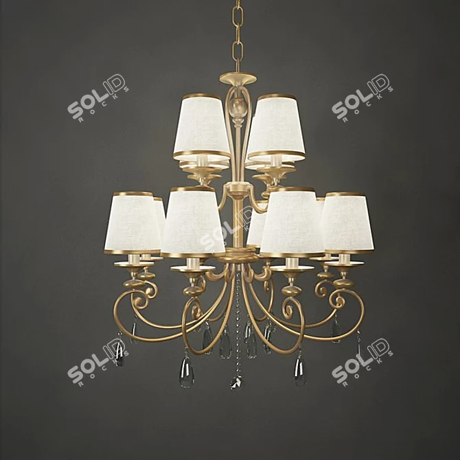 Elegant Gold & White Strotskis Chandelier 3D model image 1