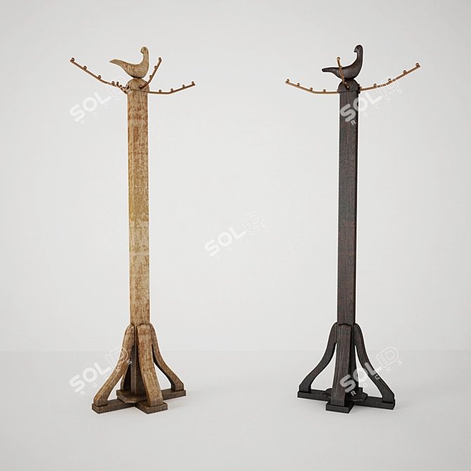 Natural Wood Floor Hanger 3D model image 1