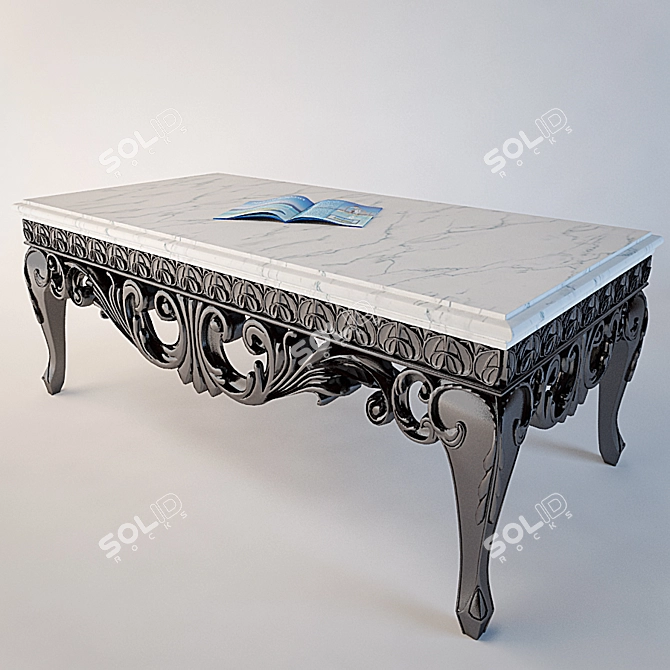 Elegant Carved Coffee Table 139x77x48 cm 3D model image 1