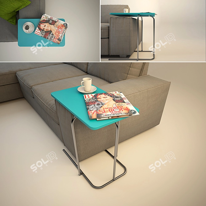 Turquoise Sofa Side Table 3D model image 3