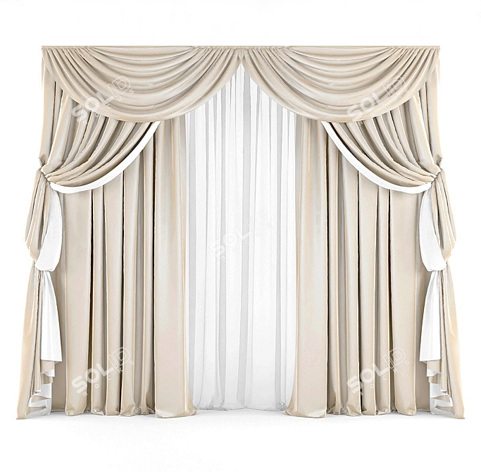 Elegant Classic Curtains 3D model image 1