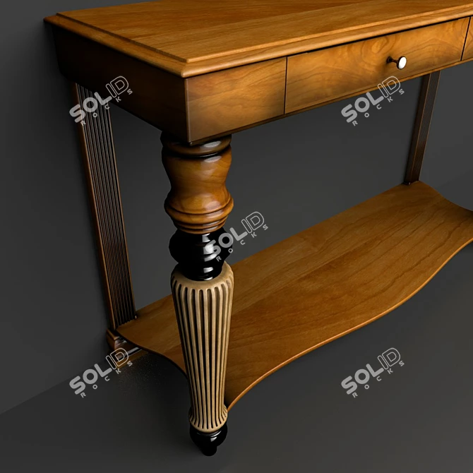 Italiano Console and Mirror Set: Elegant T24 Walnut Finish 3D model image 3