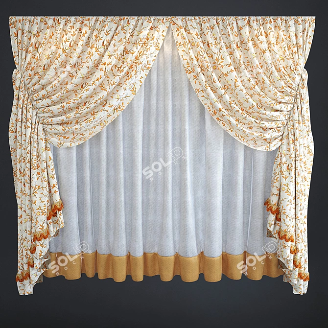 Kitchen Curtains: Ceiling-mounted, 2700mm Height 3D model image 1