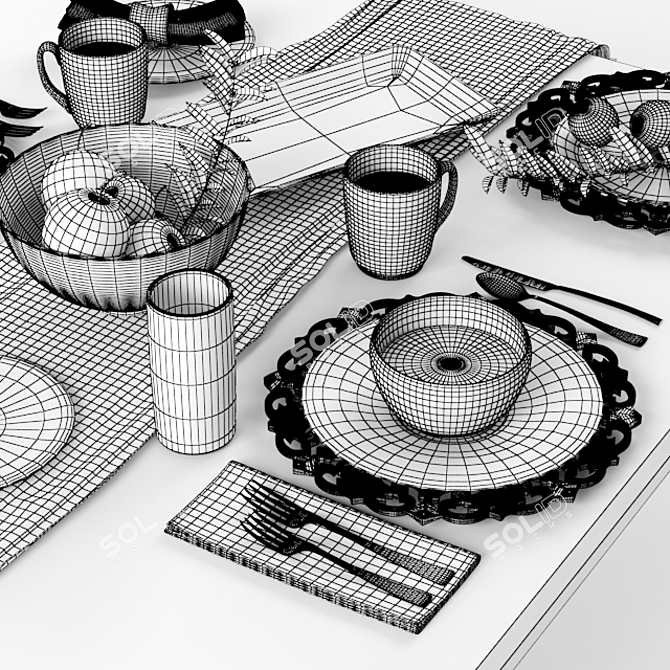 Mediterranean Mix Tableware 3D model image 3