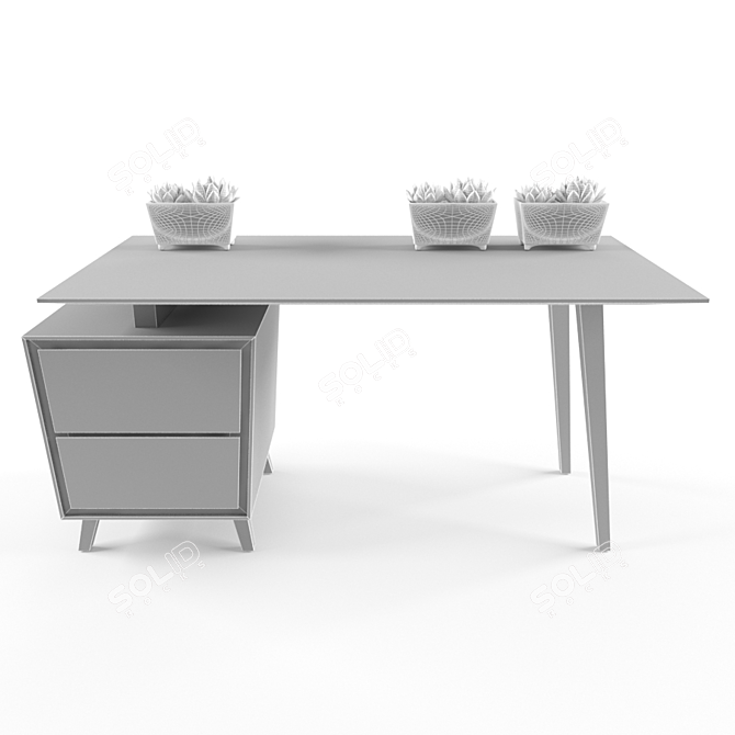 Wooden Concept Writing Desk 3D model image 3