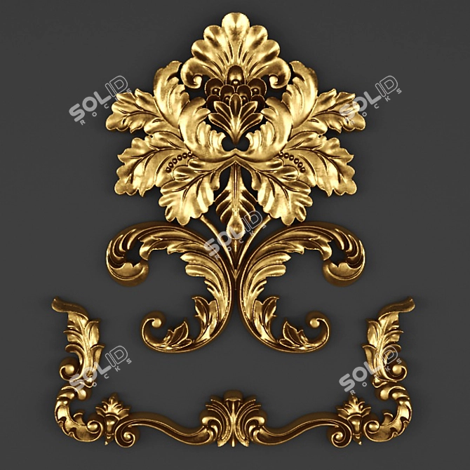 Elegant Stucco Carving 3D model image 1