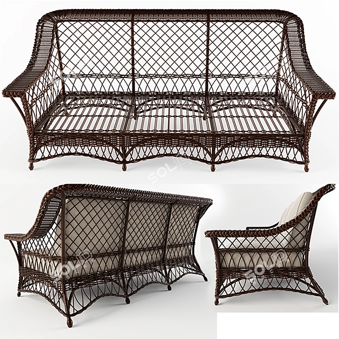 Lofty Wicker Sofa 3D model image 2