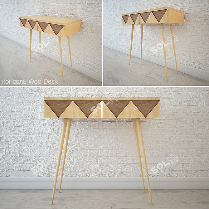 Modern Geometric Wood Furniture Set 3D model image 3