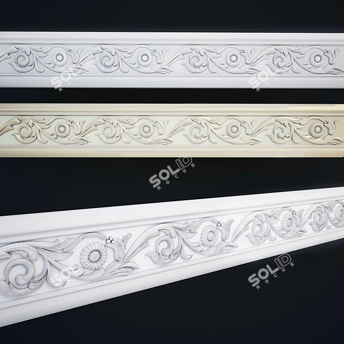 Elegant Stucco Molding P7020 3D model image 1