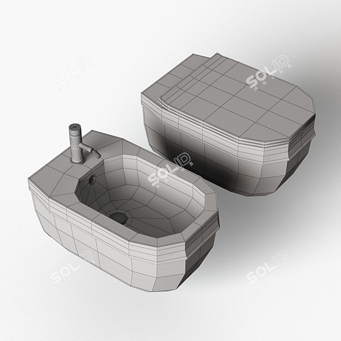 HATRIA Abito Bathroom Set: Toilet, Bidet & Button 3D model image 3