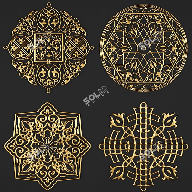 Elegant Rosette Carving 3D model image 1