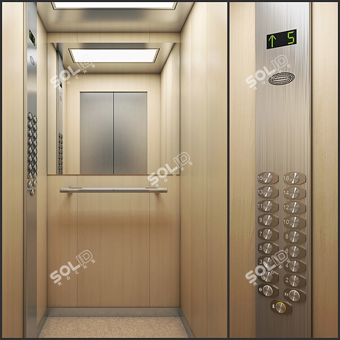 Modern Oak-White Elevator OTIS NEVA 3D model image 1