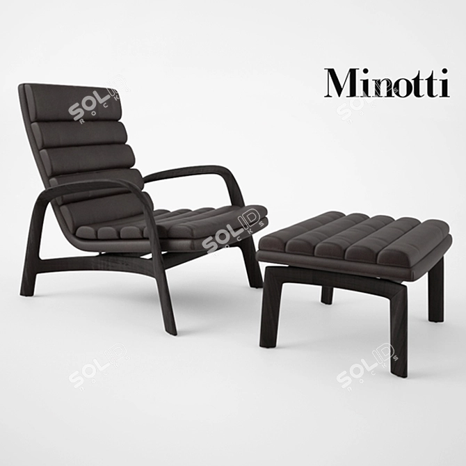Luxury Minotti Saville Armchair & Stool: Exquisite Design for Stylish Spaces 3D model image 1