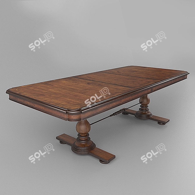 Elegant Oak Dining Table 3D model image 1