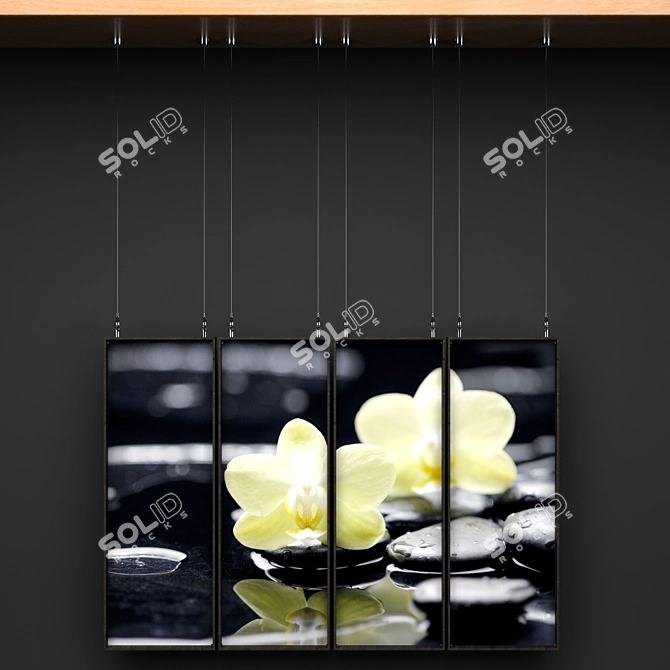 Orchid Blossom Wall Art Panels 3D model image 3