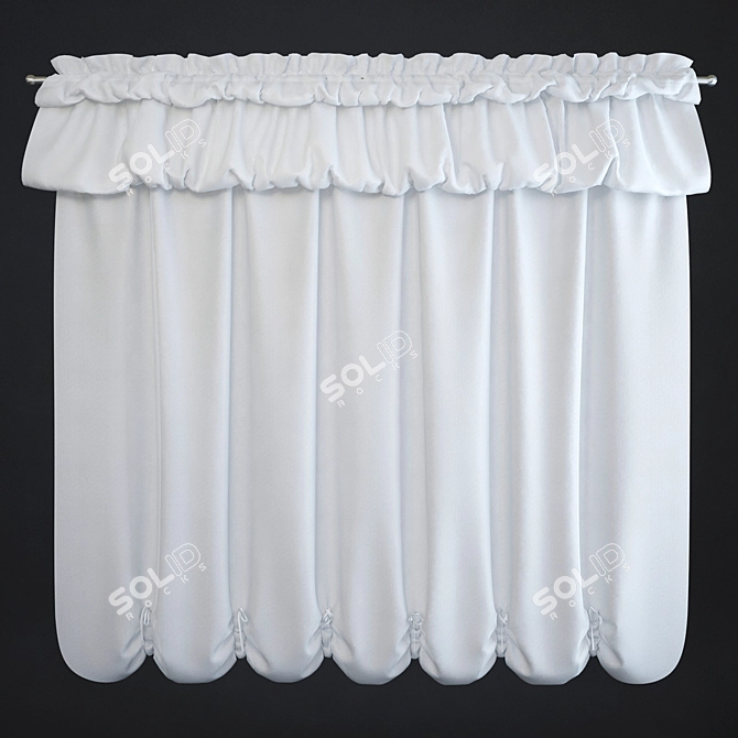 Elegant French Curtains 3D model image 1