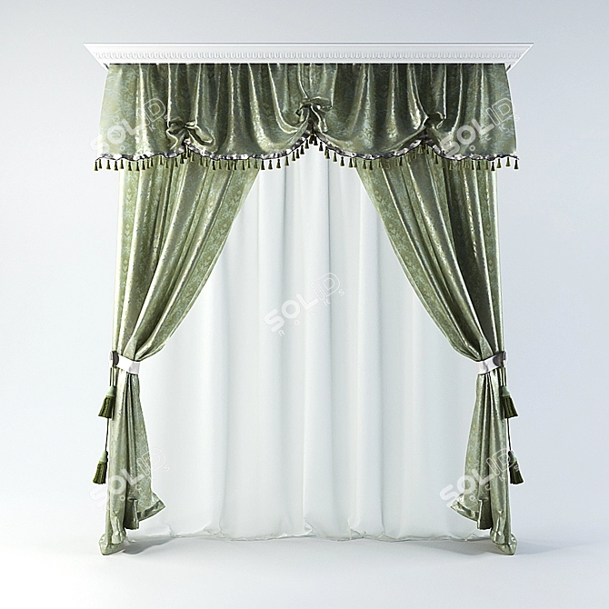 Classic Style Curtains 3D model image 1