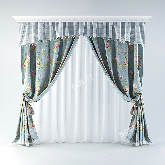 Scandi Style Curtains 3D model image 1