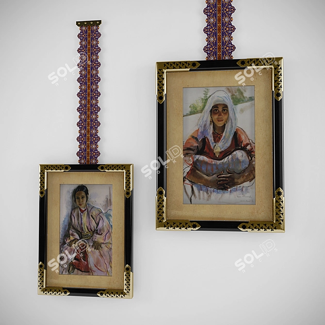 Moroccan Elegance: Hanging Decor with Corner Accents 3D model image 1