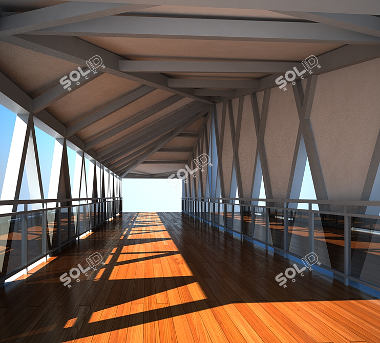 Steel Umbrella Pedestrian Bridge 3D model image 1