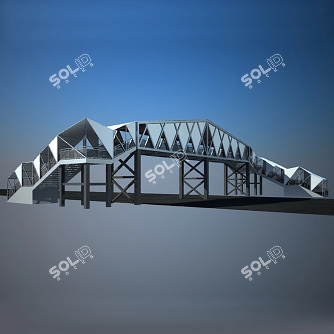 Steel Umbrella Pedestrian Bridge 3D model image 3
