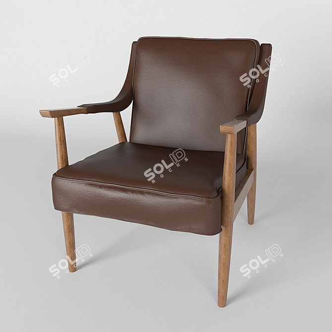 Elegant Danish Modern Lounge Chair 3D model image 1