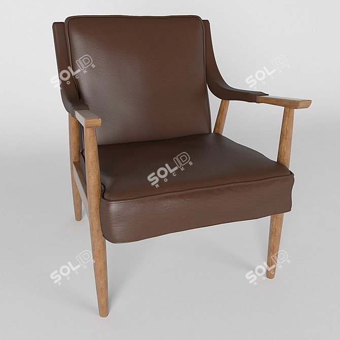 Elegant Danish Modern Lounge Chair 3D model image 2