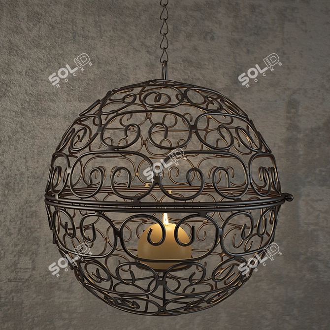 Eastern Charm Forged Pendant Lamp 3D model image 2