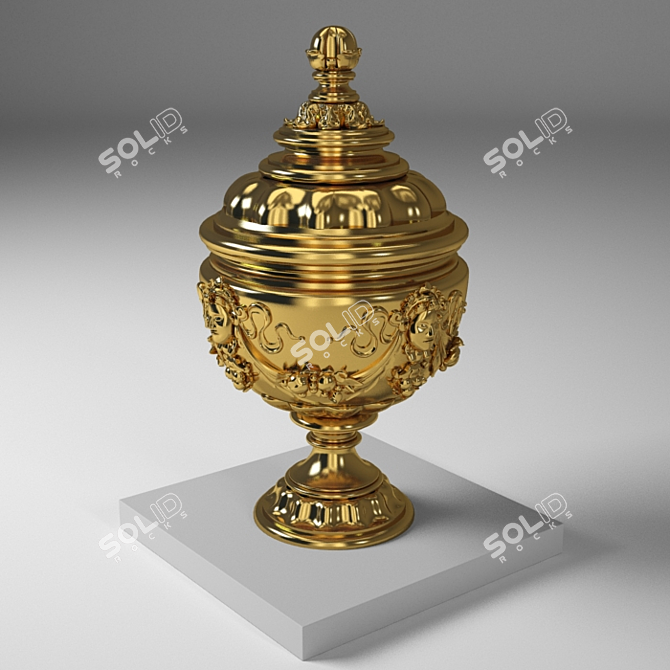 Golden Decorative Urn 3D model image 1