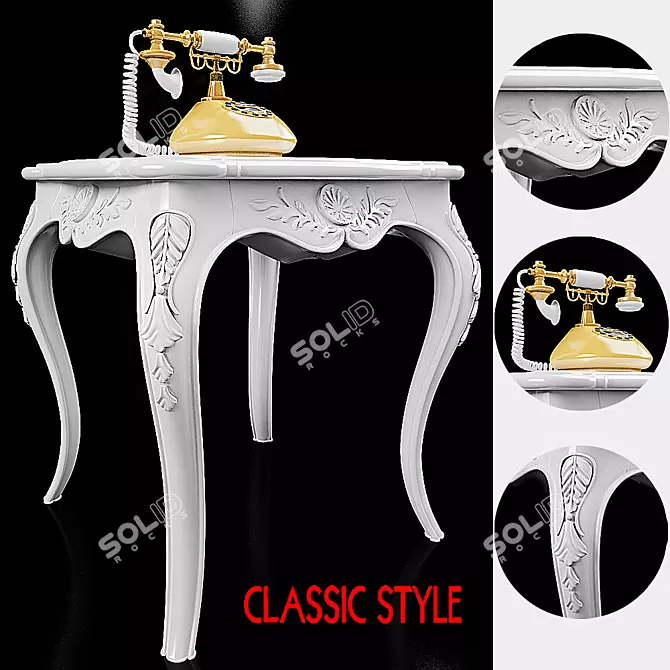 Classic English Style Carved Square Table Stand 3D model image 1