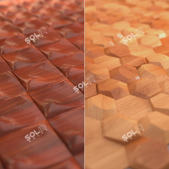 Wooden Relief Wall Tiles 3D model image 1