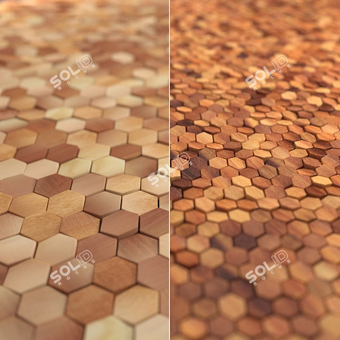 Wooden Relief Wall Tiles 3D model image 2