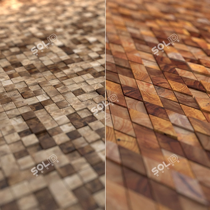 Wooden Relief Wall Tiles 3D model image 3