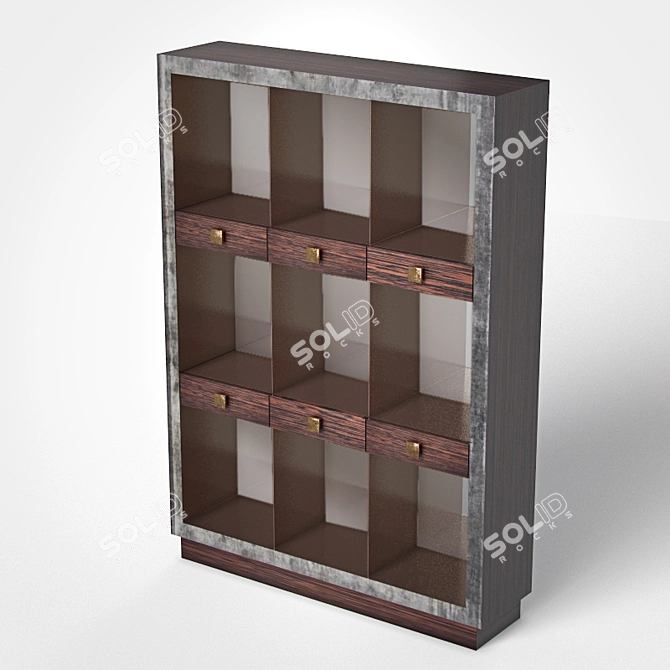 Elegant Mirror Back Display Cabinet 3D model image 1