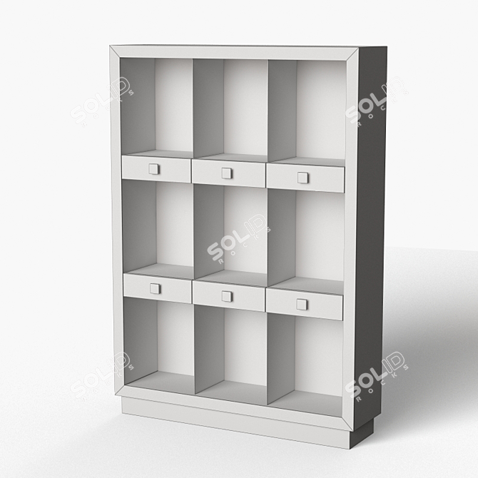 Elegant Mirror Back Display Cabinet 3D model image 2