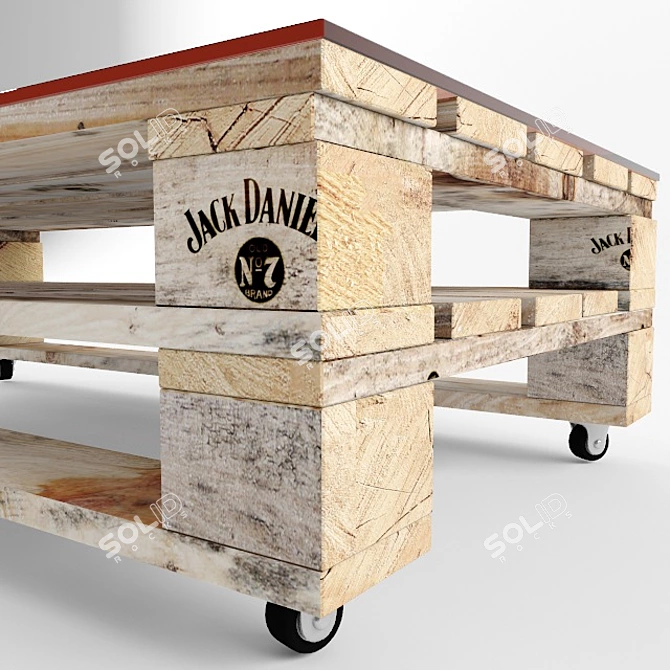 Rustic Pallet Table 3D model image 1