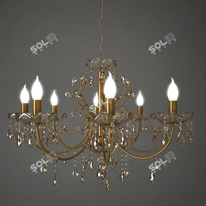 Colosseo Crystal Chandelier: Yellow, 8+1 Lights 3D model image 1