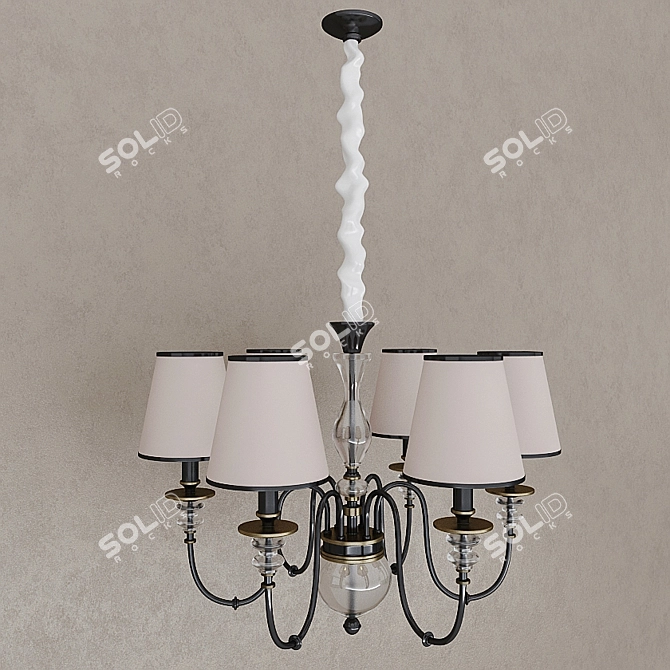 Luxurious Crystal Chandelier, 6-Light, 520mm Height 3D model image 1