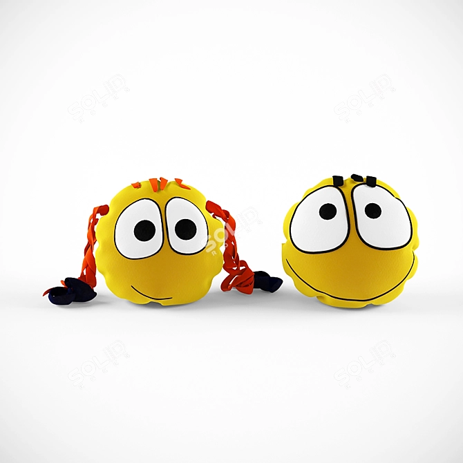 Happy Smiley Pillows for Boys and Girls 3D model image 2
