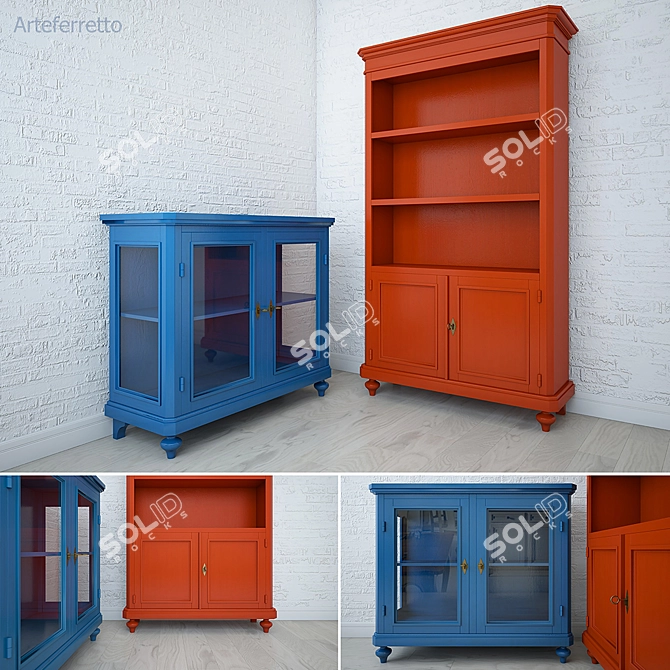 Arteferretto Bookcase & Showcases: Elegant Wood Storage Solution 3D model image 1