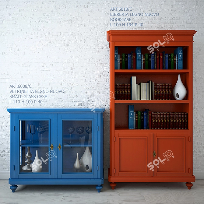 Arteferretto Bookcase & Showcases: Elegant Wood Storage Solution 3D model image 2